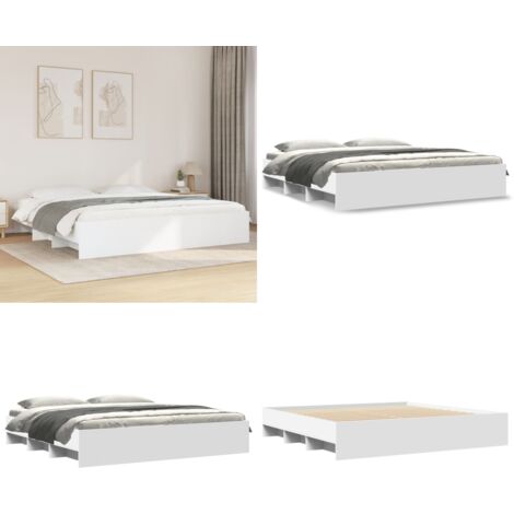 Giroletto Bianco 200x200 cm in Legno Multistrato - Letto con base a doghe - Giroletto con vani