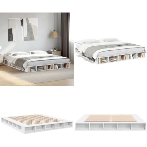 Giroletto Bianco 200x200 cm in Legno Multistrato - Letto in legno - Giroletto con doghe