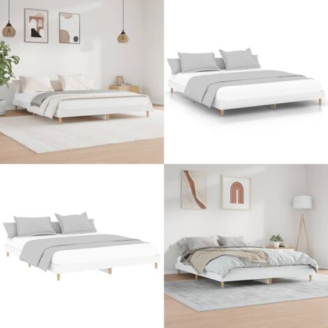 Giroletto Bianco 200x200 cm in Legno Multistrato - Letto in legno - Letto con gambe in legno