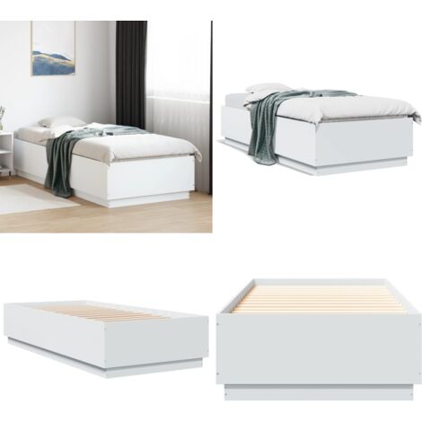 Giroletto Bianco 90x200 cm in Legno Multistrato - Letto in legno - Letto con doghe