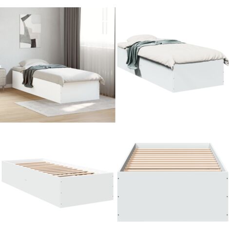 Giroletto Bianco 90x200 cm in Legno Multistrato - Letto in legno - Letto con doghe