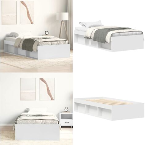 Giroletto Bianco 90x200 cm - Letto con scomparti - Letto moderno