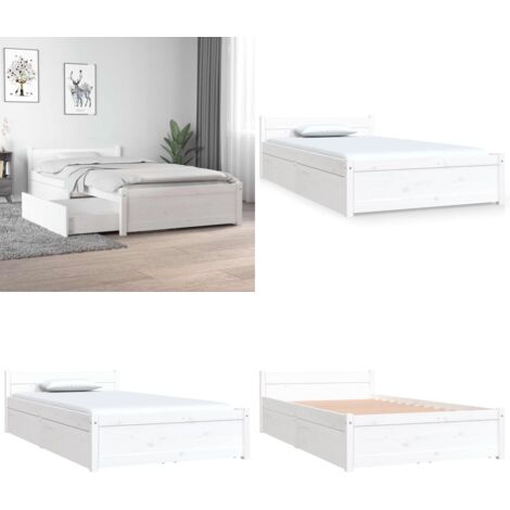 Giroletto Bianco con Cassetti 90x190 cm Single - Cassetti letto - Letto con cassetti