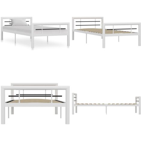 Giroletto Bianco e Nero in Metallo 100x200 cm - Letto in metallo - Doghe per letto