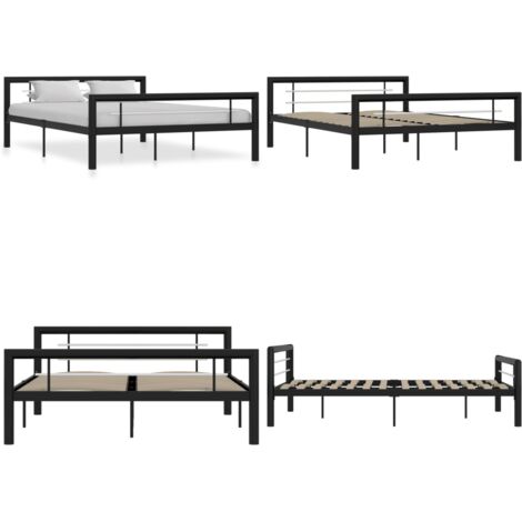 Giroletto Bianco e Nero in Metallo 120x200 cm - Letto in metallo - Letto con doghe