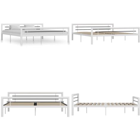Giroletto Bianco e Nero in Metallo 180x200 cm - Letto in metallo - Letto con doghe