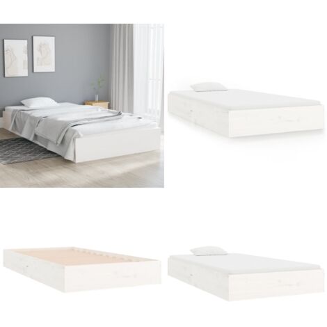 Giroletto Bianco in Legno Massello 100x200 cm - Letto singolo - Letto moderno