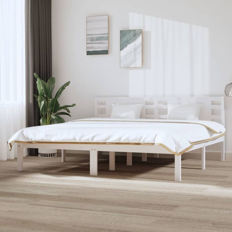 Letto adulto, Giroletto, Letto matrimonial Bianco in Legno Massello di Pino 200x200 cm vidaXL