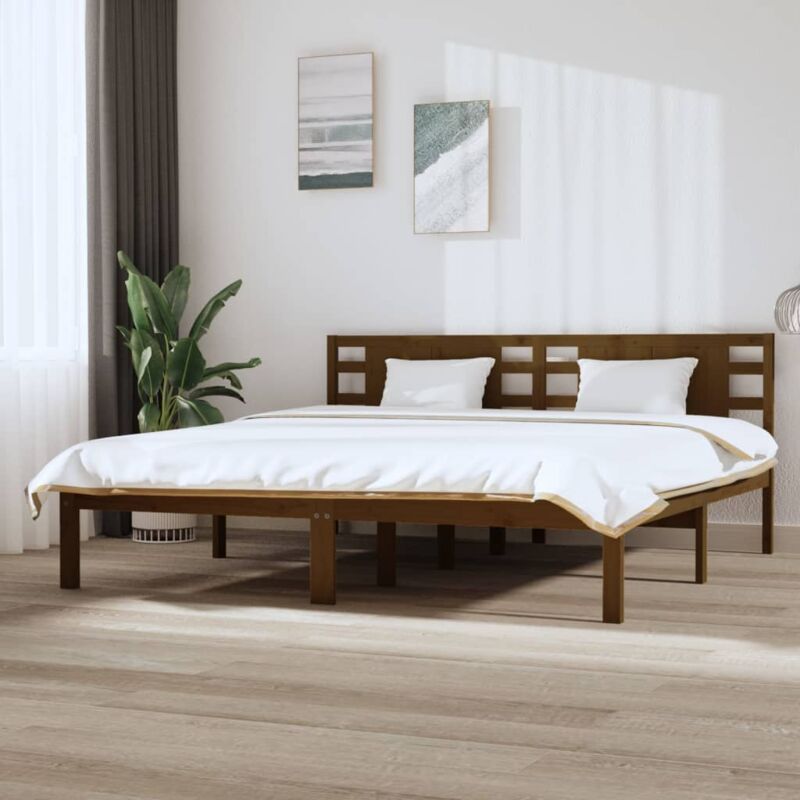 Vidaxl - Letto adulto, Giroletto, Letto matrimonial Miele in Legno Massello di Pino 200x200 cm