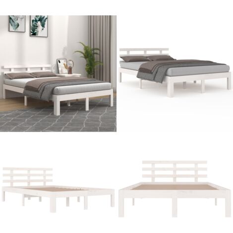 Giroletto Bianco in Legno Massello 120x200 cm - Letto con testiera - Letto in legno