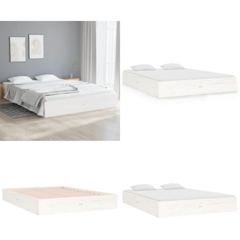 Giroletto Bianco in Legno Massello 135x190 cm Double - Letto in legno - Letto con doghe