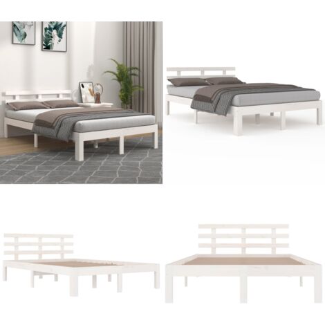 Giroletto Bianco in Legno Massello 140x200 cm - Letto in legno - Testiera in legno