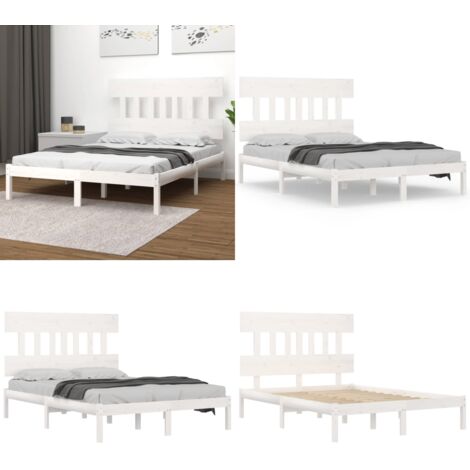 Giroletto Bianco in Legno Massello 140x200 cm - Letto in legno - Testiera per letto