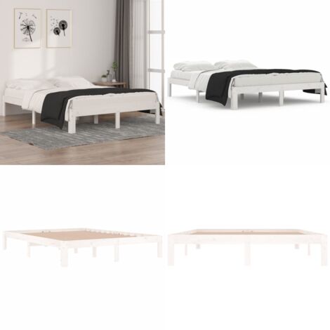 Giroletto Bianco in Legno Massello 150x200 cm King Size - Letto in legno - Letto da camera