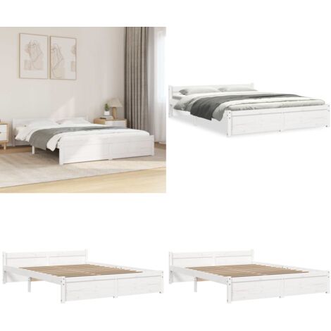 Giroletto Bianco in Legno Massello 160x200 cm - Letto in legno - Testiera in legno
