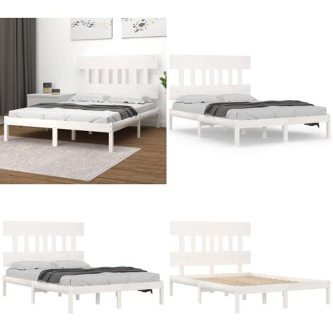Giroletto Bianco in Legno Massello 160x200 cm - Letto in legno - Testiera per letto