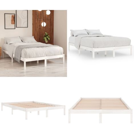 Giroletto Bianco in Legno Massello 180x200 cm Super King - Letto in legno - Letto super king