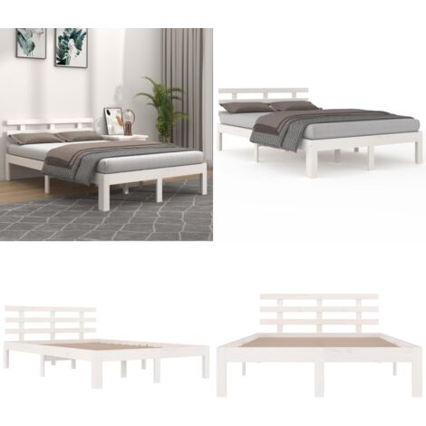 Giroletto Bianco in Legno Massello 180x200 cm Super King - Letto in legno - Testiera in legno