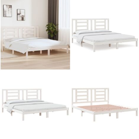 Giroletto Bianco in Legno Massello 180x200 cm Super King - Testiera in legno - Letto in legno