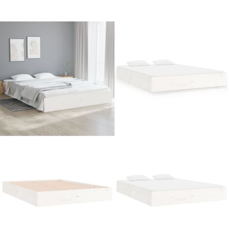 Giroletto Bianco in Legno Massello 200x200 cm - Letto in legno - Letto con doghe