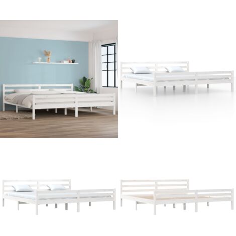 Giroletto Bianco in Legno Massello 200x200 cm - Letto in legno - Letto con testiera