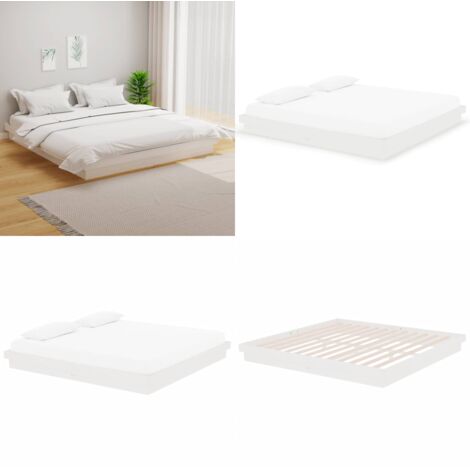 Giroletto Bianco in Legno Massello 200x200 cm - Letto in legno - Letto rustico