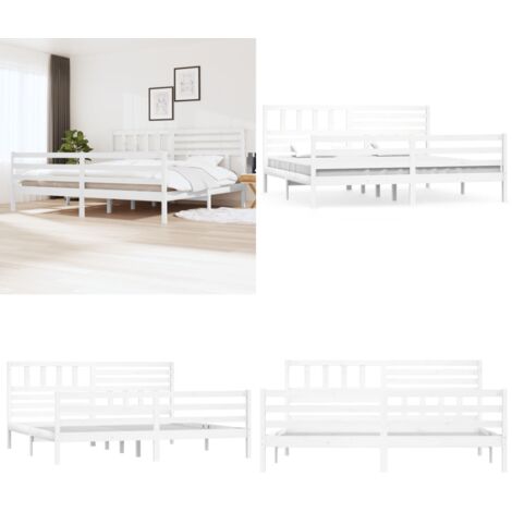 Giroletto Bianco in Legno Massello 200x200 cm - Testiera in legno - Letto in legno