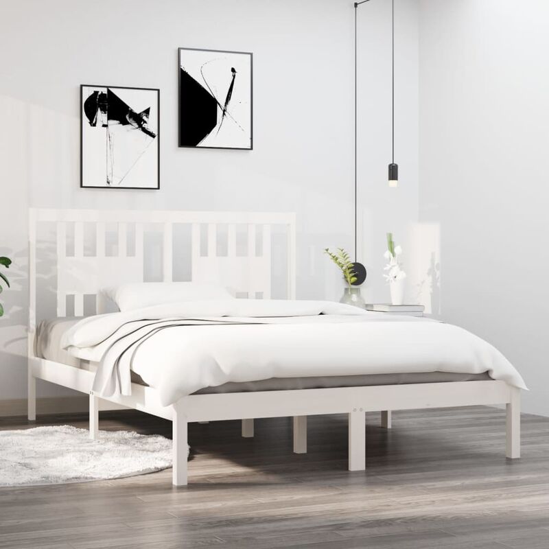 Letto adulto, Giroletto, Letto matrimonial Bianco in Legno Massello di Pino 120x200 cm Vidaxl