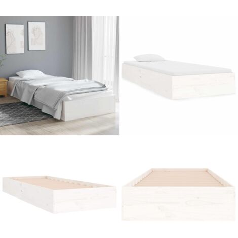Giroletto Bianco in Legno Massello 75x190 cm Small Single - Letto singolo - Letto in compensato