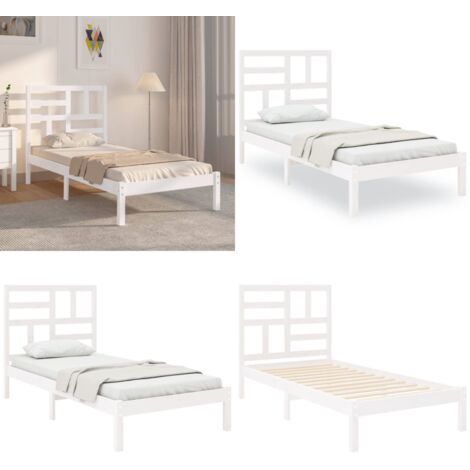 Giroletto Bianco in Legno Massello 75x190 cm Small Single - Letto singolo - Letto in legno
