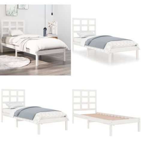 Giroletto Bianco in Legno Massello 75x190 cm Small Single - Testiera in legno - Letto in legno