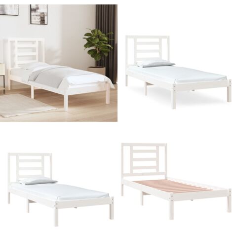 Giroletto Bianco in Legno Massello 75x190 cm Small Single - Testiera in legno - Letto in legno