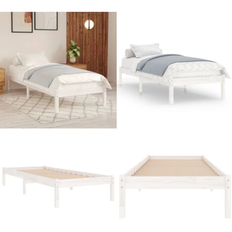 Giroletto Bianco in Legno Massello 90x190 cm Single - Letto in legno - Letto bianco