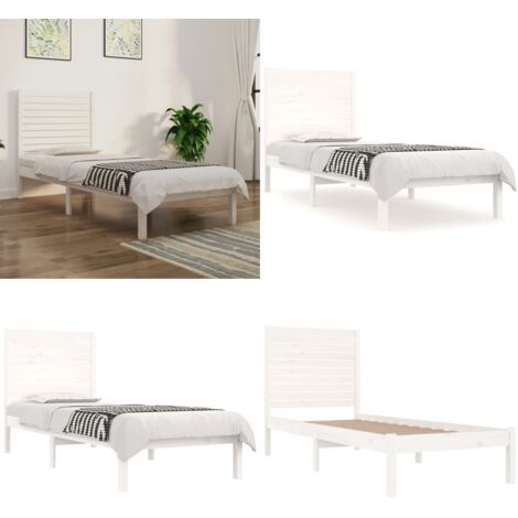 Giroletto Bianco in Legno Massello 90x190 cm Single - Letto in legno - Testiera per letto