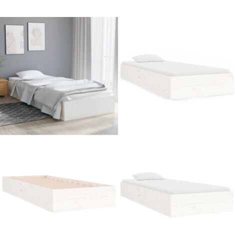 Giroletto Bianco in Legno Massello 90x190 cm Single - Letto singolo - Letto con doghe