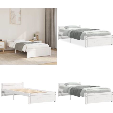 Giroletto Bianco in Legno Massello 90x190 cm Single - Letto singolo - Letto in legno
