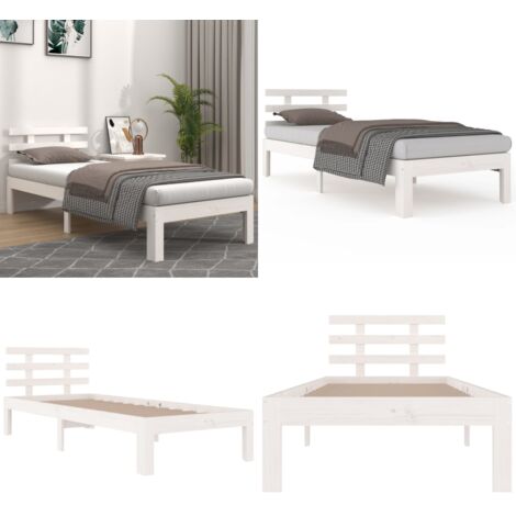 Giroletto Bianco in Legno Massello 90x190 cm Single - Letto singolo - Letto in legno