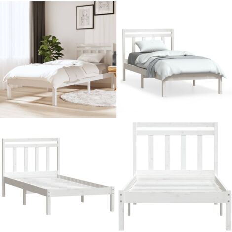 Giroletto Bianco in Legno Massello di Pino 100x200 cm - Testiera in legno - Letto con testiera