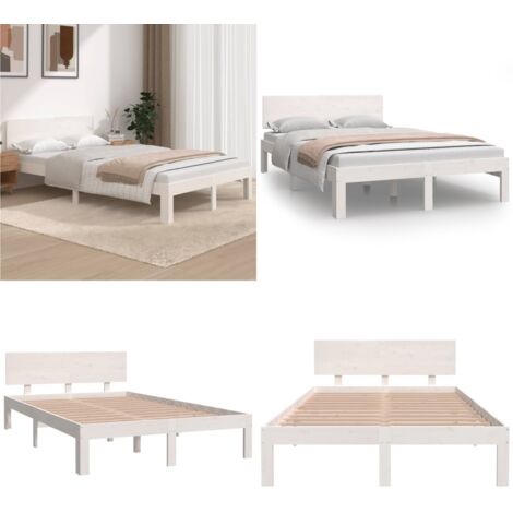 Giroletto Bianco in Legno Massello di Pino 120x200 cm - Letto con testiera - Letto in legno