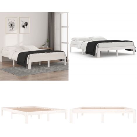 Giroletto Bianco in Legno Massello di Pino 140x190 cm - Letto in legno - Letto con doghe