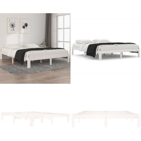Giroletto Bianco in Legno Massello di Pino 160x200 cm - Letto in legno - Materasso in legno