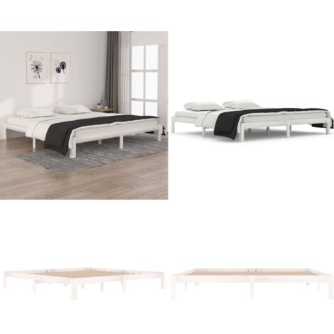 Giroletto Bianco in Legno Massello di Pino 200x200 cm - Letto in legno - Letto con doghe