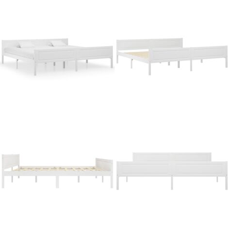 Giroletto Bianco in Legno Massello di Pino 200x200 cm - Letto in legno - Letto moderno