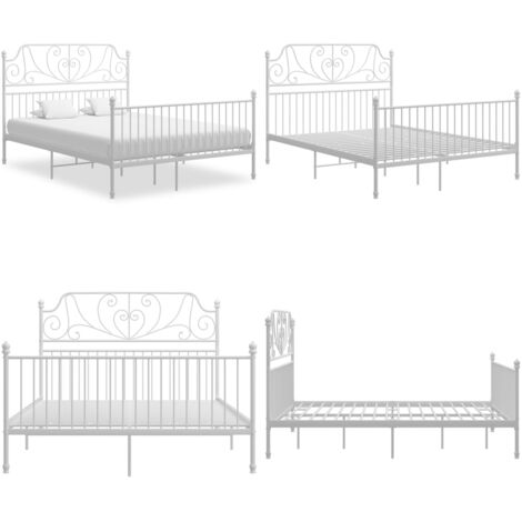 Giroletto Bianco in Metallo 140x200 cm - Letto in metallo - Letto con doghe