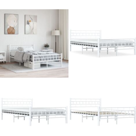 Giroletto Bianco in Metallo 140x200 cm - Letto in metallo - Letto con doghe