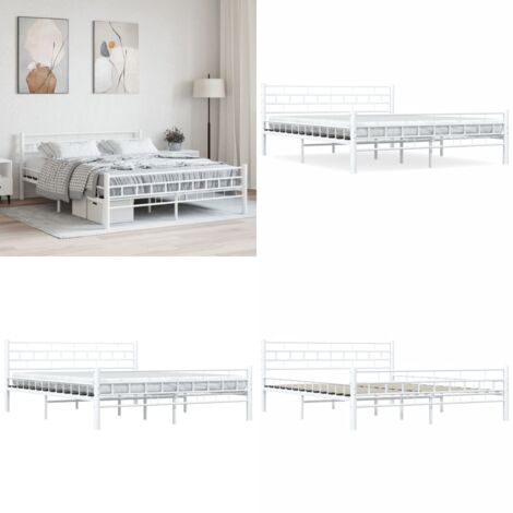 Giroletto Bianco in Metallo 160x200 cm - Letto in metallo - Letto con doghe