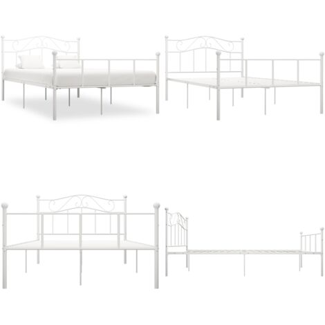 Giroletto Bianco in Metallo 160x200 cm - Letto in metallo - Materasso 160x200 cm