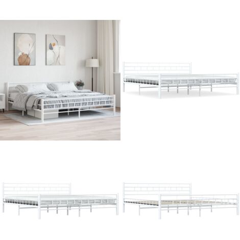 Giroletto Bianco in Metallo 200x200 cm - Letto in metallo - Letto con doghe