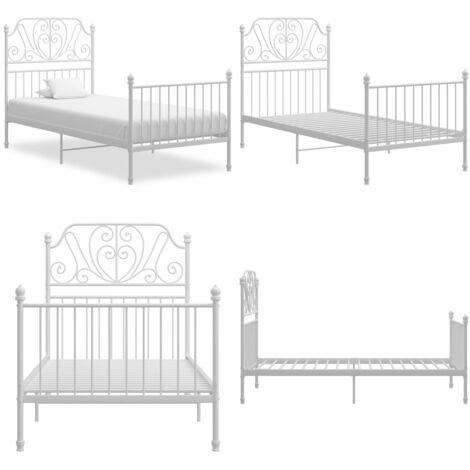Giroletto Bianco in Metallo 90x200 cm - Letto in metallo - Letto con doghe