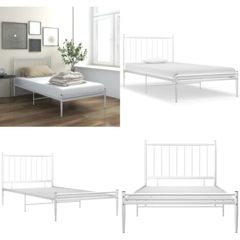 Giroletto Bianco in Metallo 90x200 cm - Letto singolo - Letto in metallo